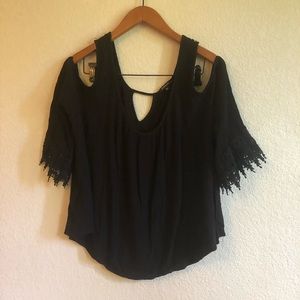 Black Cold Shoulder lace detailed top